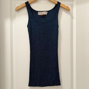 Double D Ranchwear metallic blue ribbed tank top Size S